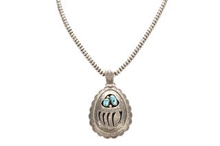 Navajo Wilbur Musket Silver & Turquoise Necklace