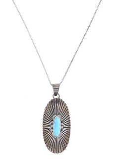 Navajo C. Bowie Sterling Silver Turquoise Necklace