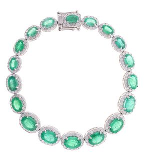 Emerald Diamond & 14k White Gold Tennis Bracelet