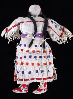 Sioux Mary Standstall Beaded Hide Doll c.1940-1950