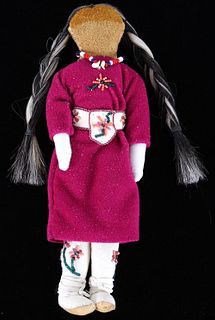 Crow Horsehair And Buckskin Beaded Doll