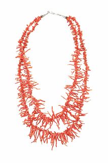 Navajo Natural Red Branch Coral Necklace c. 1950s