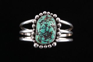 Navajo A. Joe Sterling Silver Turquoise Bracelet