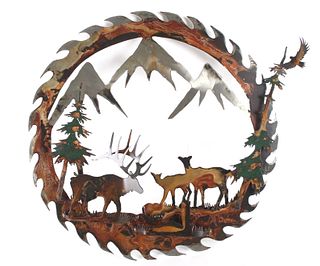 Saw Blade Metal Wall Art, "Mountain Elk"