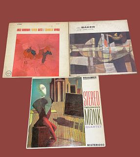 Three Vintage Jazz Vinyl Album Records STAN GETZ, CHET BAKER, THELONIOUS MONK 