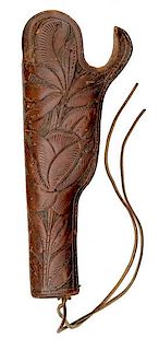 Western Tooled Leather Holster Marked "Main and Winchester San Francisco Makers" 