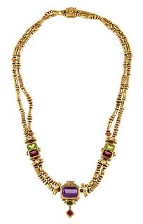 Seidengang 18K Gold Multi Gemstone Necklace