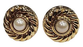 David Yurman 18K Gold & Pearl Earrings