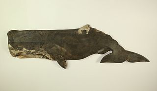 Wick Aherns Carved and Painted Sperm Whale Sculpture