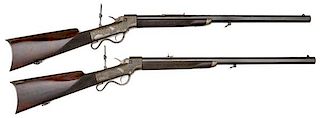 Pair of Brown Deluxe Grip Extractor Sporting Rifles With Consecutive Numbers, RARE 