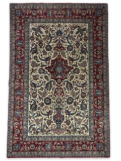 Vintage Signed Persian Hand Made Silk Rug 92 1/4 6