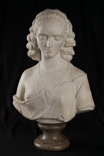 William Cooper, Am. 1853-1942, "Contemplation", Marble bust