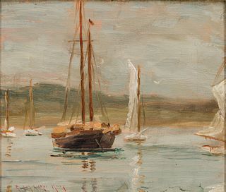 Susan Ricker Knox, Am. 1874-1959, Sailboats, Oil on canvas, framed