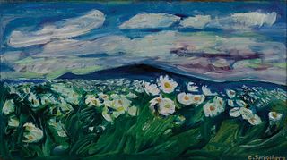 Carl Sprinchorn, Am. 1887-1971, "The North Wind - Summer", Oil on canvas laid to board, framed