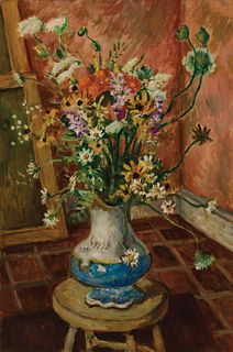 Waldo Peirce, Am. 1884-1970, "Butterfly Weed" 1945, Oil on canvas, framed