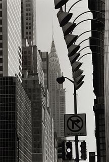 Louis Stettner, Am. 1922-2016, "Chrysler Building from Times Square, New York" 1987, Gelatin silver print, framed under glass