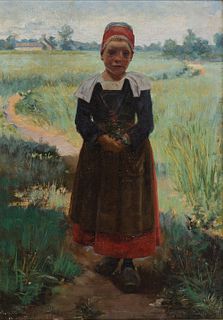 Benjamin Tupper Newman, Am. 1858-1940, Brittany Girl, 1887, Oil on canvas, unframed