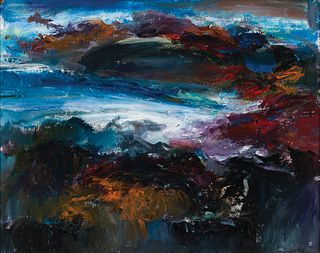 Elena Jahn, Am. 1938-2014, "Lobster Cove, Monhegan" 1958, Oil on canvas board, framed