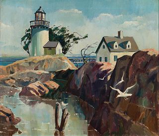 Harold Etter, Am. 1911-1972, "Rocky Coast", Oil on canvas, framed