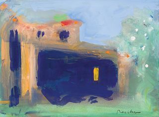 Paul Resika, Am. b. 1928, House and Trees, Provence, Gouache on paper, framed under glass