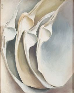 Dozier Bell, Am. b. 1957, Stacked Clam Shells, Oil on canvas, framed