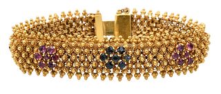 18 Karat Gold, Sapphire and Ruby Bracelet