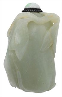 Celadon Jade Lotus Form Snuff Bottle