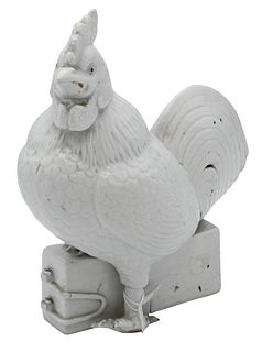 Chinese Blanc de Chine Porcelain Rooster Vase