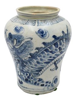 Korean Black and White Porcelain Storage Jar