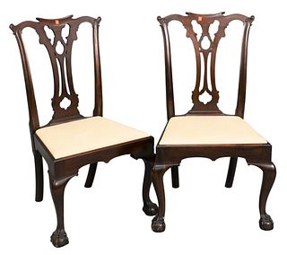 Set of Eight Margolis Mahogany Chippendale Style Dining Chairs