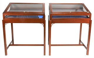Pair of Custom Mahogany Display Cabinets