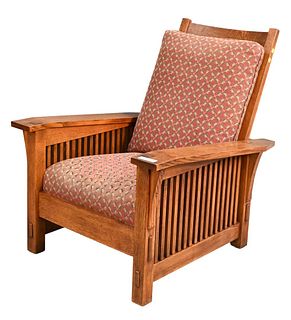 Stickley Oak Morris Chair and Ottoman