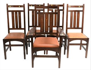 Five Stickley Harvey Ellis Design Mission Oak Chairs