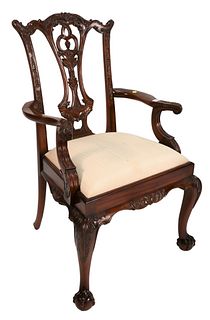 Maitland Smith Mahogany Chippendale Style Armchair
