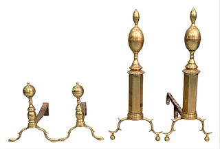 Two Pairs of Federal Brass Andirons