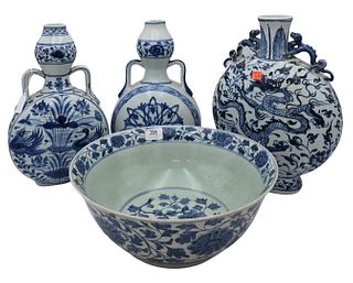 Four Blue And White Chinese Porcelain Pieces