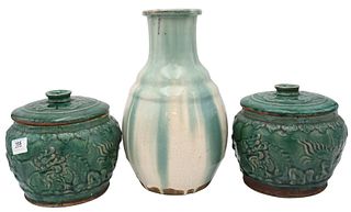 Three Piece Group of Glazed Stoneware