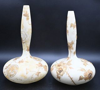 Pair of Mt. Washington Crown Milano Vases