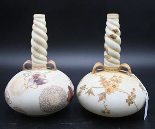 Pair of Mt. Washington Crown Milano Bud Vases