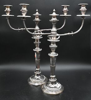 Pair of Sheffield Silver Plated Candelabras