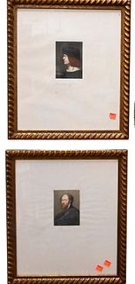 Set of Seven Watercolors of Old Master Portraits