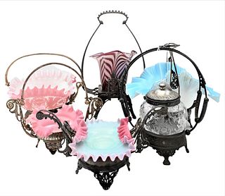 Six Art Glass Bridal Baskets