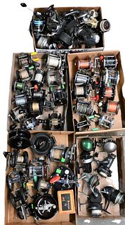 Large Lot of Approximately 47 Various Types of Fishing Reels