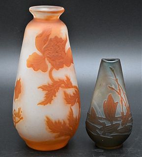 Two Galle Cameo Art Glass Vases