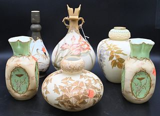 Six Mt. Washington Glass Vases