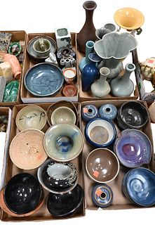 Four Tray Lots of Chinese Glazed Pottery And Ceramic Pieces