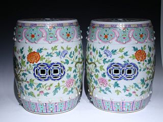 A Pair of Porcelain Garden Stools