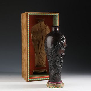 A Carved Agarwood Meiping Vase