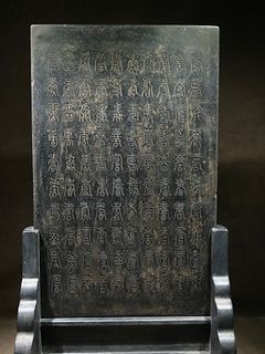 A Carved Stone Table Screen