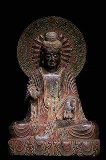 A Carved Stone Seated Buddha Statue